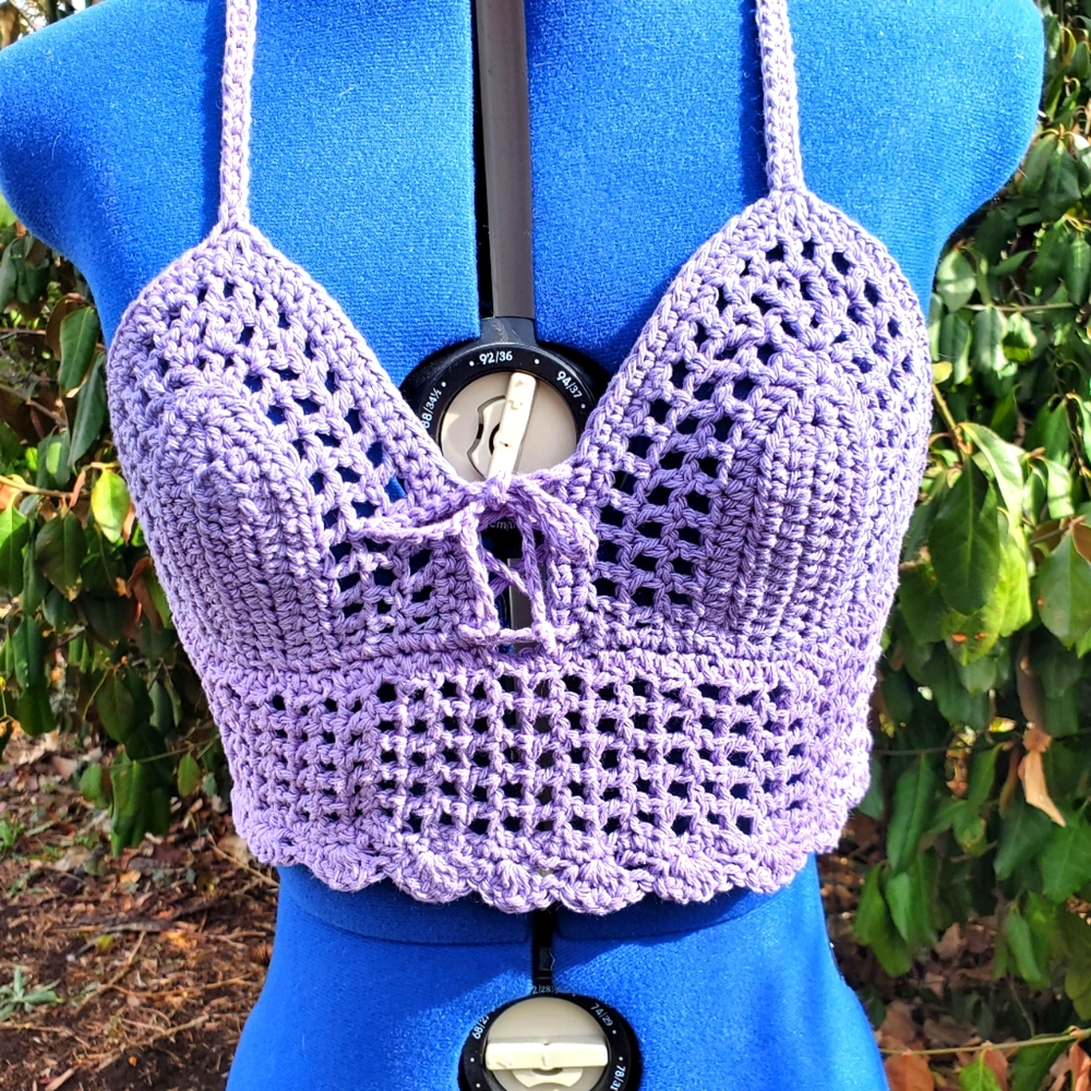 Summer Crop Halter Crochet Boho Retro 70s Festival Top